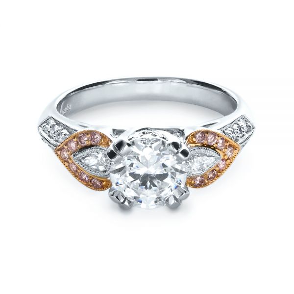 18k White Gold And 18K Gold White Diamond Engagement Ring - Parade - Flat View - 1127