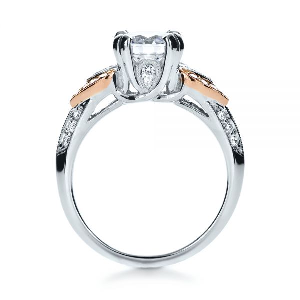 18k White Gold And 18K Gold White Diamond Engagement Ring - Parade - Front View - 1127