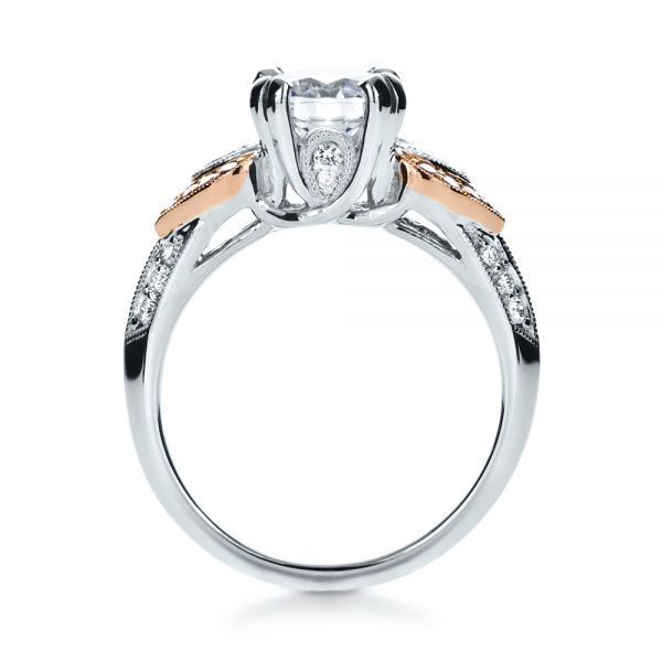 18k White Gold And 14K Gold 18k White Gold And 14K Gold White Diamond Engagement Ring - Parade - Front View -  1127