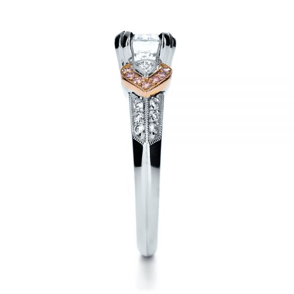 18k White Gold And 18K Gold White Diamond Engagement Ring - Parade - Side View - 1127