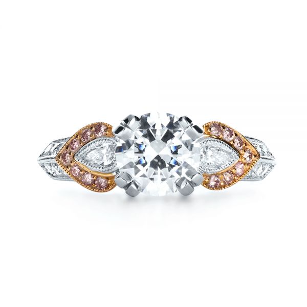 14k White Gold And 18K Gold 14k White Gold And 18K Gold White Diamond Engagement Ring - Parade - Top View -  1127