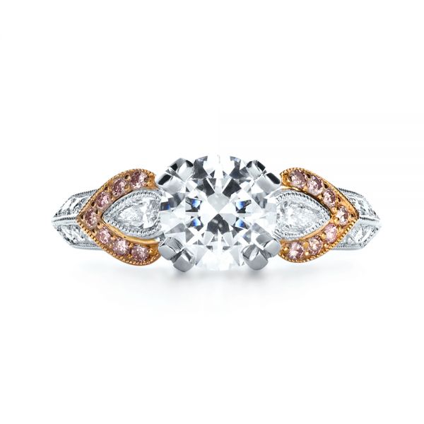 18k White Gold And 18K Gold White Diamond Engagement Ring - Parade - Top View - 1127