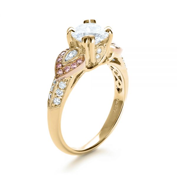 14k Yellow Gold And 18K Gold 14k Yellow Gold And 18K Gold White Diamond Engagement Ring - Parade - Three-Quarter View - 1127