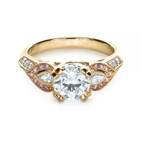 14k Yellow Gold And 18K Gold 14k Yellow Gold And 18K Gold White Diamond Engagement Ring - Parade - Flat View - 1127