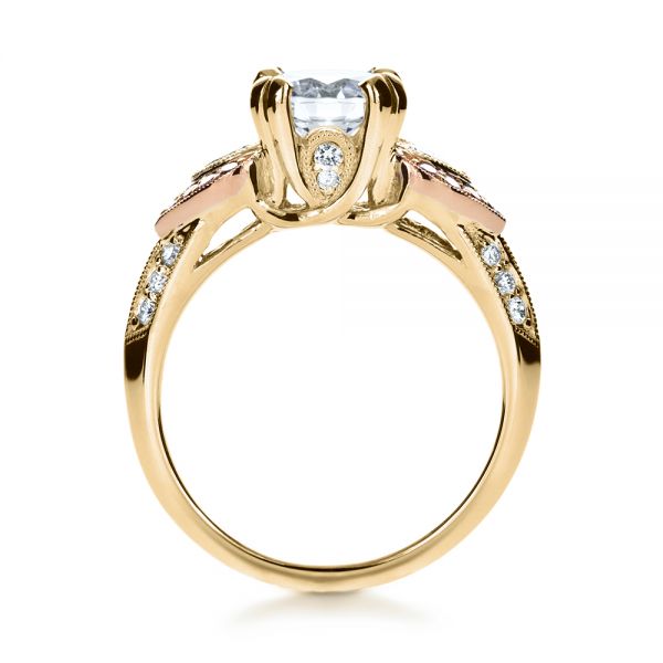 18k Yellow Gold And 14K Gold 18k Yellow Gold And 14K Gold White Diamond Engagement Ring - Parade - Front View -  1127