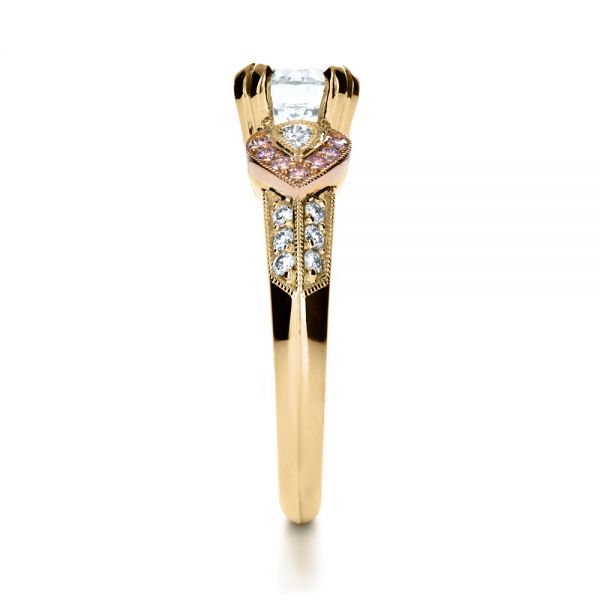 14k Yellow Gold And 18K Gold 14k Yellow Gold And 18K Gold White Diamond Engagement Ring - Parade - Side View - 1127