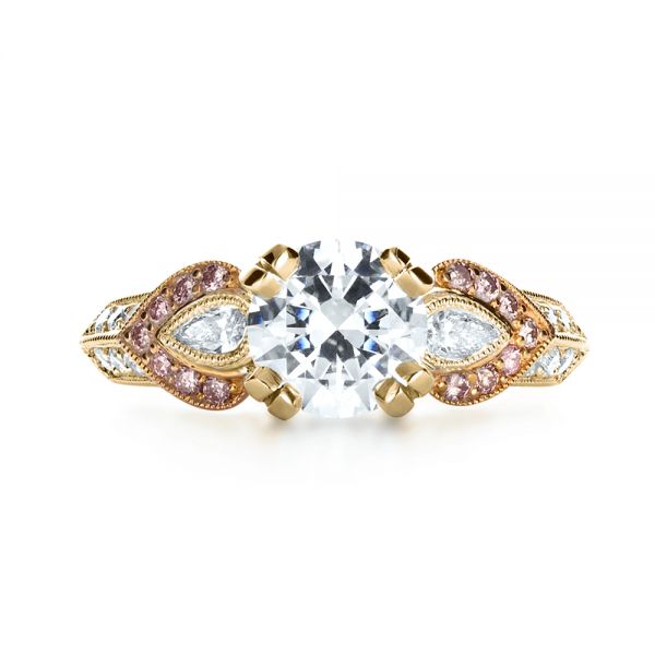14k Yellow Gold And 18K Gold 14k Yellow Gold And 18K Gold White Diamond Engagement Ring - Parade - Top View - 1127