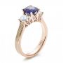 18k Rose Gold And 18K Gold 18k Rose Gold And 18K Gold Women's Blue Sapphire Diamond And Mokume Engagement Ring - Three-Quarter View -  100278 - Thumbnail