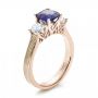 18k Rose Gold And 14K Gold 18k Rose Gold And 14K Gold Women's Blue Sapphire Diamond And Mokume Engagement Ring - Three-Quarter View -  100278 - Thumbnail