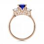 18k Rose Gold And 18K Gold 18k Rose Gold And 18K Gold Women's Blue Sapphire Diamond And Mokume Engagement Ring - Front View -  100278 - Thumbnail