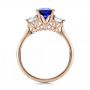 14k Rose Gold And 14K Gold 14k Rose Gold And 14K Gold Women's Blue Sapphire Diamond And Mokume Engagement Ring - Front View -  100278 - Thumbnail