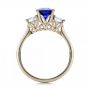 18k White Gold And 18K Gold Women's Blue Sapphire Diamond And Mokume Engagement Ring - Front View -  100278 - Thumbnail