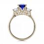  Platinum And 14K Gold Platinum And 14K Gold Women's Blue Sapphire Diamond And Mokume Engagement Ring - Front View -  100278 - Thumbnail