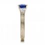 18k White Gold And 18K Gold Women's Blue Sapphire Diamond And Mokume Engagement Ring - Side View -  100278 - Thumbnail