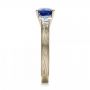 18k White Gold And 18K Gold Women's Blue Sapphire Diamond And Mokume Engagement Ring - Side View -  100278 - Thumbnail