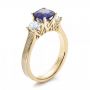 14k Yellow Gold And Platinum 14k Yellow Gold And Platinum Women's Blue Sapphire Diamond And Mokume Engagement Ring - Three-Quarter View -  100278 - Thumbnail