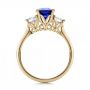 14k Yellow Gold And Platinum 14k Yellow Gold And Platinum Women's Blue Sapphire Diamond And Mokume Engagement Ring - Front View -  100278 - Thumbnail