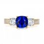 14k Yellow Gold And 18K Gold 14k Yellow Gold And 18K Gold Women's Blue Sapphire Diamond And Mokume Engagement Ring - Top View -  100278 - Thumbnail