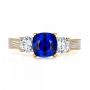 18k Yellow Gold And 18K Gold 18k Yellow Gold And 18K Gold Women's Blue Sapphire Diamond And Mokume Engagement Ring - Top View -  100278 - Thumbnail