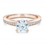 14k Rose Gold 14k Rose Gold Women's Channel Set Engagement Ring - Flat View -  1473 - Thumbnail