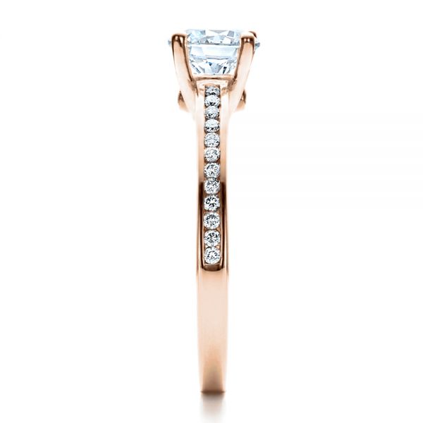 18k Rose Gold 18k Rose Gold Women's Channel Set Engagement Ring - Side View -  1473