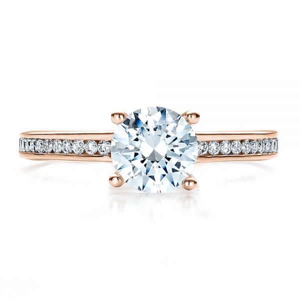 18k Rose Gold 18k Rose Gold Women's Channel Set Engagement Ring - Top View -  1473