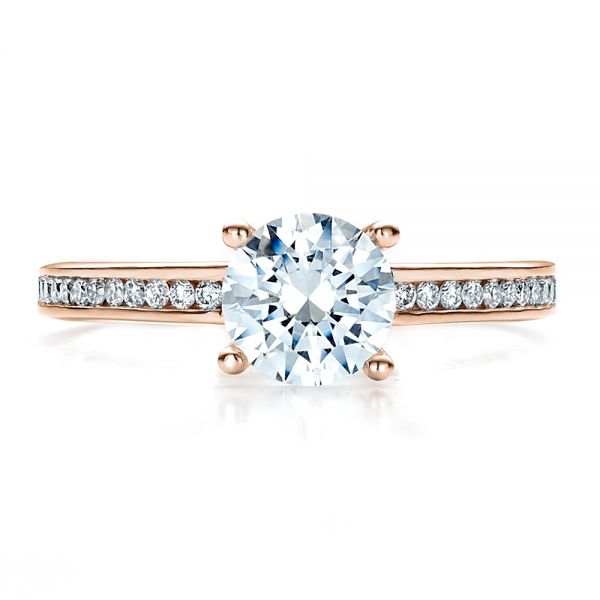 18k Rose Gold 18k Rose Gold Women's Channel Set Engagement Ring - Top View -  1473