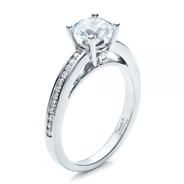  Platinum Platinum Women's Channel Set Engagement Ring - Three-Quarter View -  1473