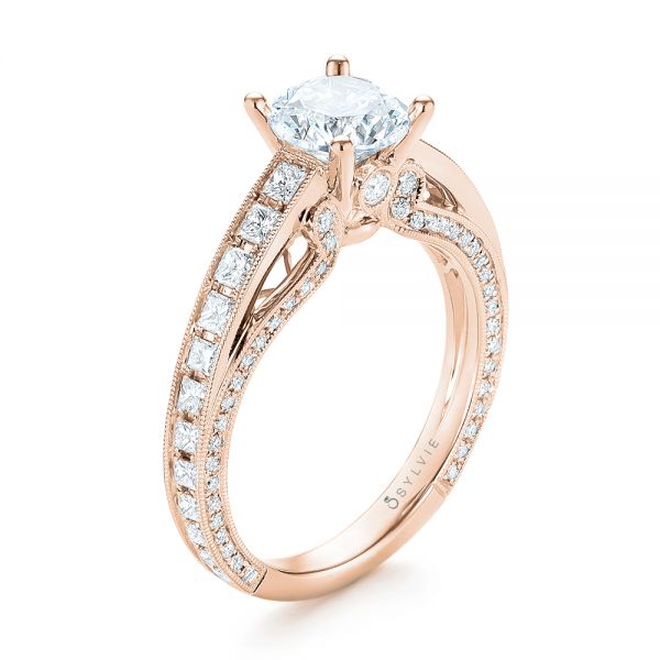 14k Rose Gold 14k Rose Gold Women's Diamond Engagement Ring - Three-Quarter View -  103077