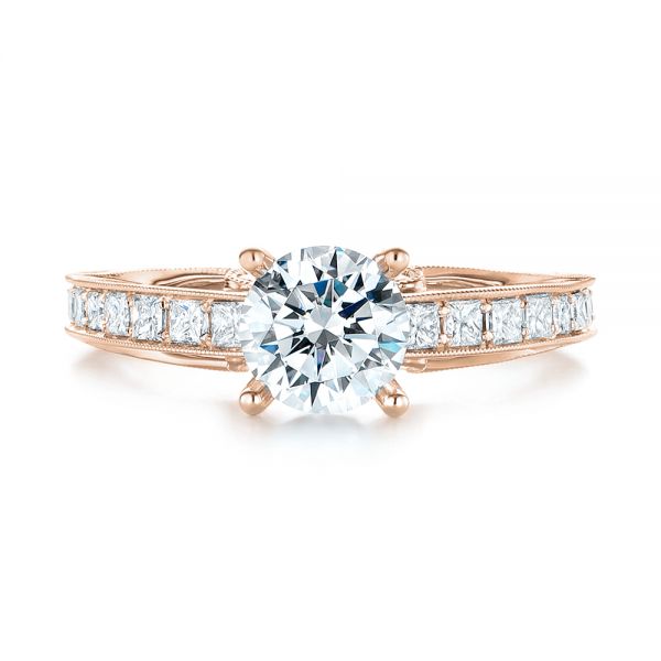 18k Rose Gold 18k Rose Gold Women's Diamond Engagement Ring - Top View -  103077