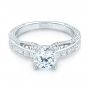 18k White Gold Women's Diamond Engagement Ring - Flat View -  103077 - Thumbnail