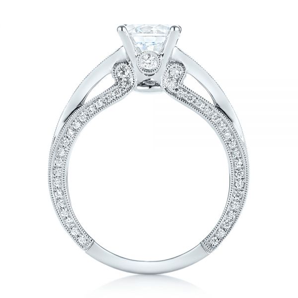 18k White Gold Women's Diamond Engagement Ring - Front View -  103077