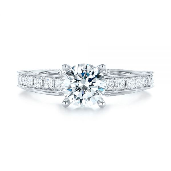 18k White Gold Women's Diamond Engagement Ring - Top View -  103077