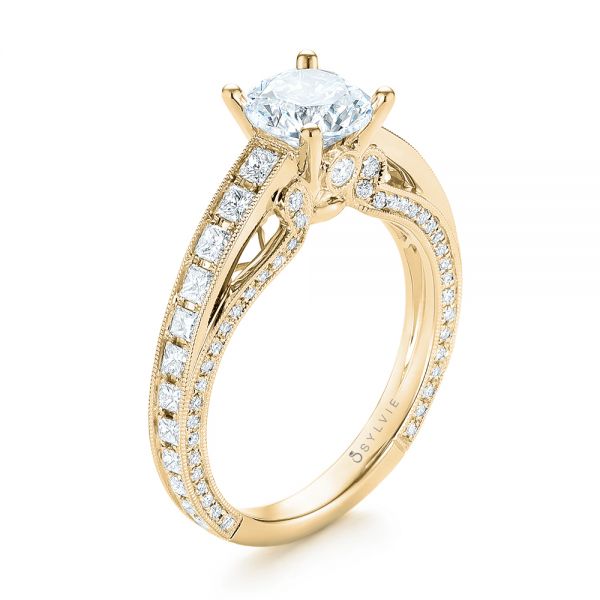 14k Yellow Gold 14k Yellow Gold Women's Diamond Engagement Ring - Three-Quarter View -  103077