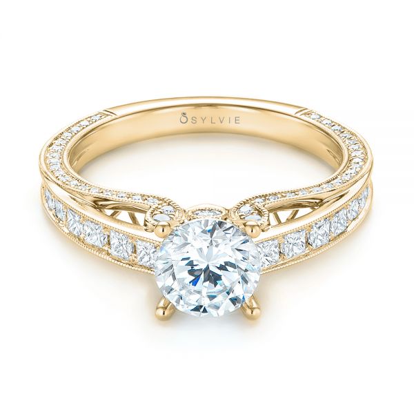 18k Yellow Gold 18k Yellow Gold Women's Diamond Engagement Ring - Flat View -  103077