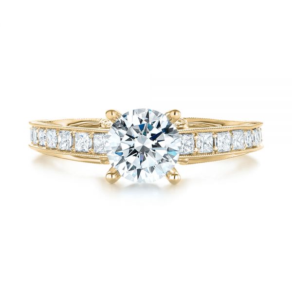 18k Yellow Gold 18k Yellow Gold Women's Diamond Engagement Ring - Top View - 103077