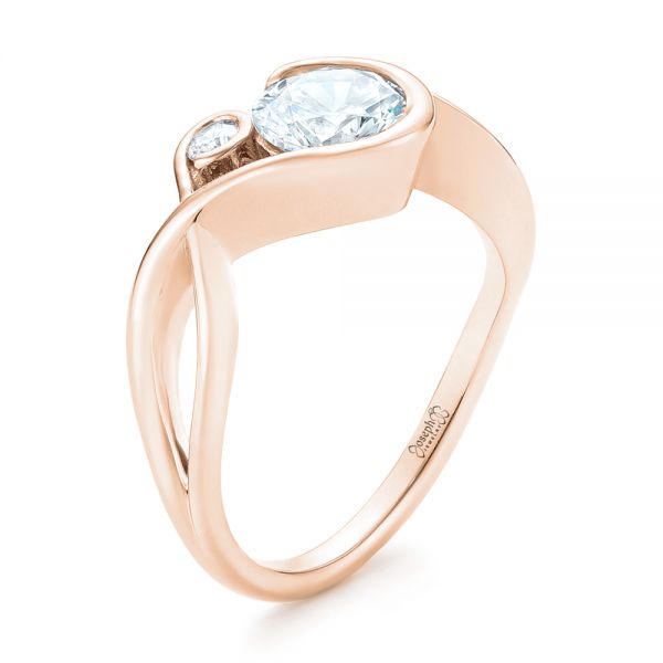 18k Rose Gold 18k Rose Gold Wrap Diamond Engagement Ring - Three-Quarter View -  102878