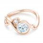 18k Rose Gold 18k Rose Gold Wrap Diamond Engagement Ring - Flat View -  102878 - Thumbnail