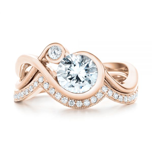 14k Rose Gold 14k Rose Gold Wrap Diamond Engagement Ring - Top View -  102878