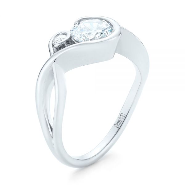18k White Gold 18k White Gold Wrap Diamond Engagement Ring - Three-Quarter View -  102878