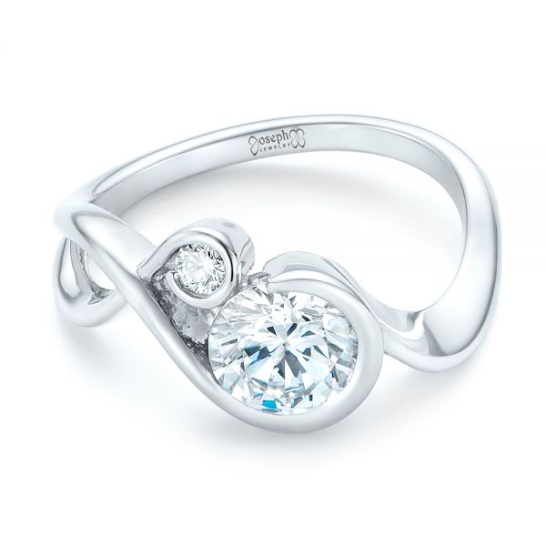 14k White Gold Wrap Diamond Engagement Ring - Flat View - 102878