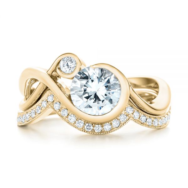 14k Yellow Gold 14k Yellow Gold Wrap Diamond Engagement Ring - Top View - 102878
