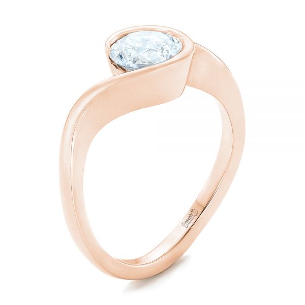 14k Rose Gold 14k Rose Gold Wrapped Diamond Engagement Ring - Three-Quarter View -  102231