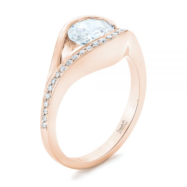 18k Rose Gold 18k Rose Gold Wrapped Diamond Engagement Ring - Three-Quarter View -  102330