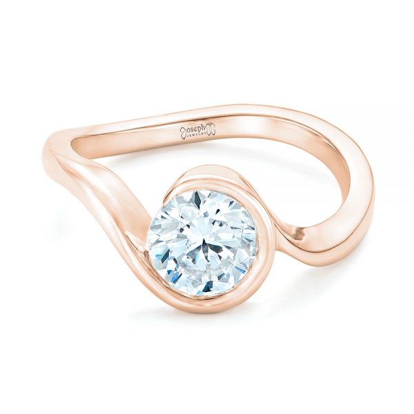 18k Rose Gold 18k Rose Gold Wrapped Diamond Engagement Ring - Flat View -  102231