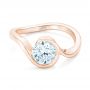 18k Rose Gold 18k Rose Gold Wrapped Diamond Engagement Ring - Flat View -  102231 - Thumbnail