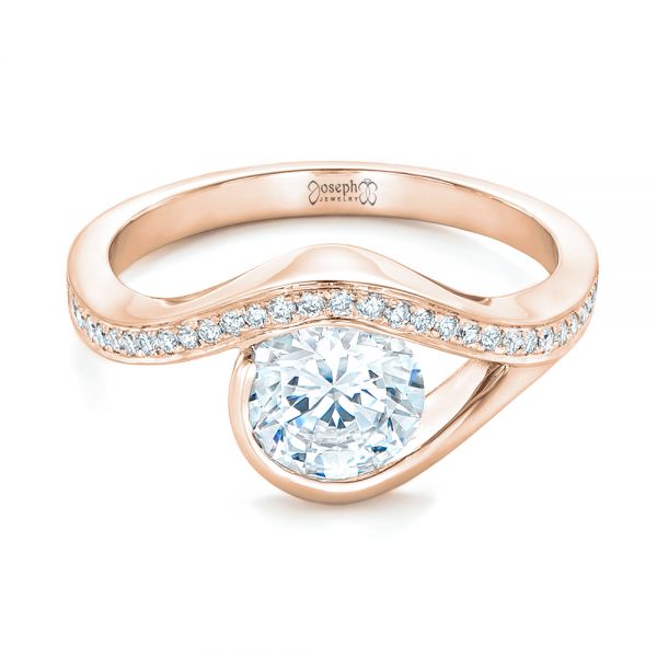 18k Rose Gold 18k Rose Gold Wrapped Diamond Engagement Ring - Flat View -  102330