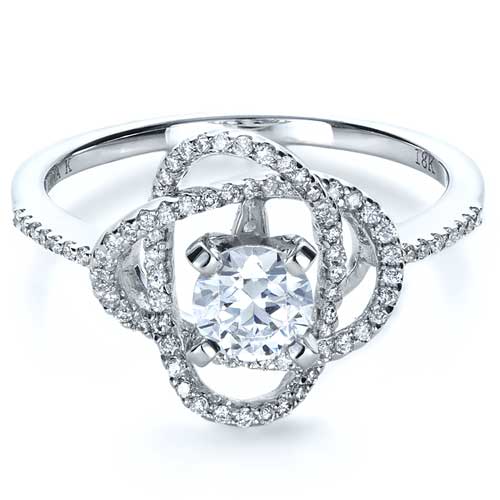  14K Gold 14K Gold Wrapped Diamond Engagement Ring - Vanna K - Flat View -  1279 - Thumbnail