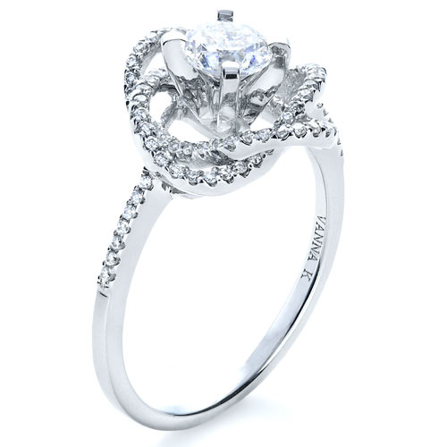  18K Gold Wrapped Diamond Engagement Ring - Vanna K - Three-Quarter View -  1279 - Thumbnail