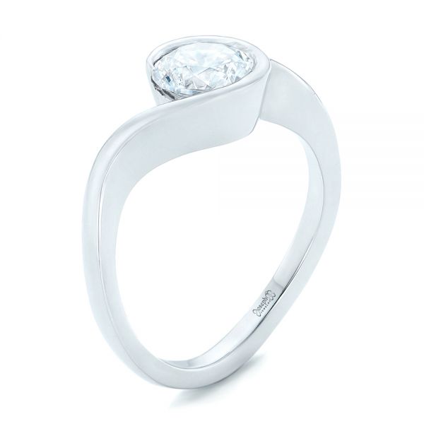 14k White Gold Wrapped Diamond Engagement Ring - Three-Quarter View -  102231